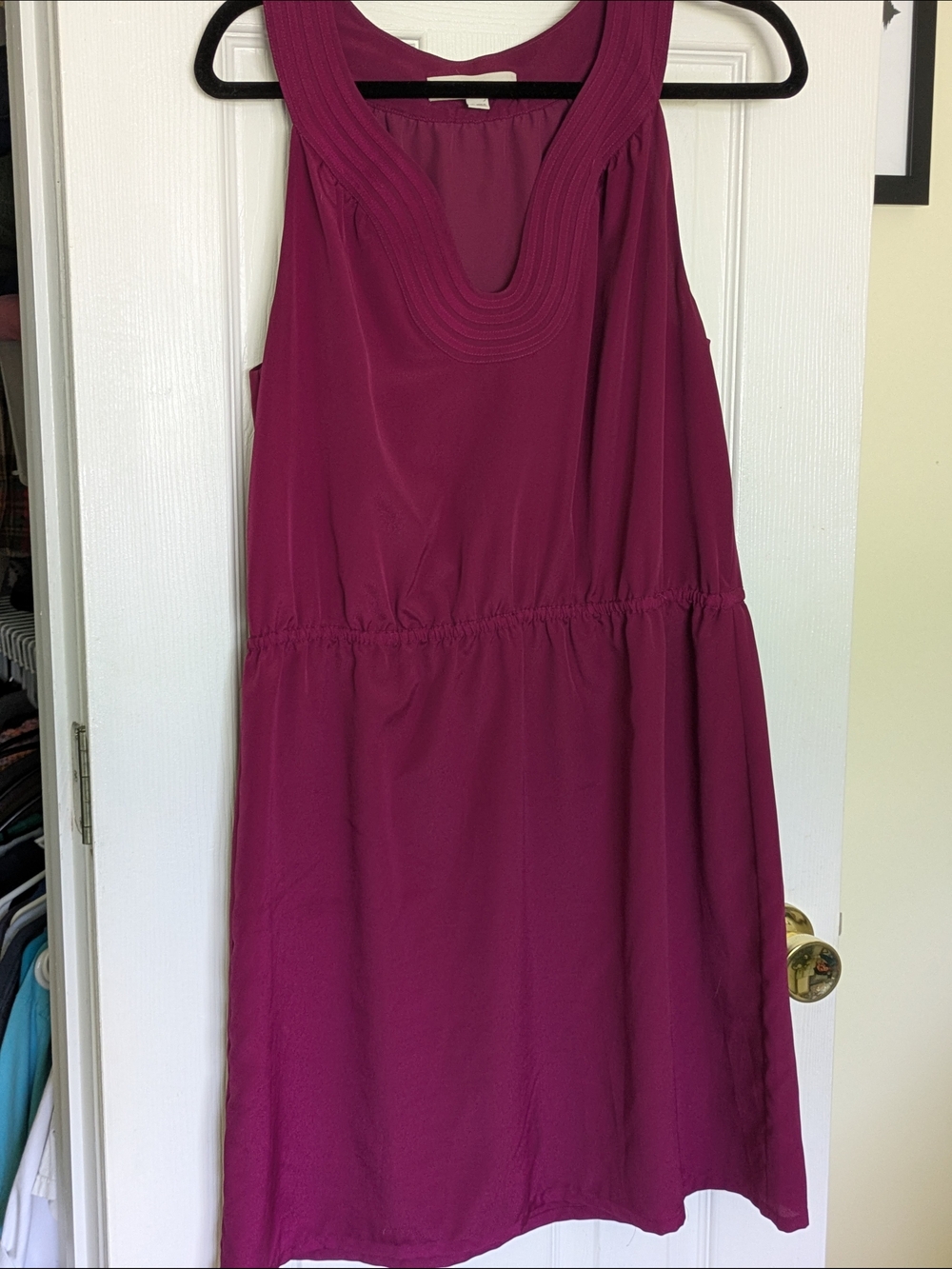 LOFT Sleeveless Mini Dress in Deep Magenta